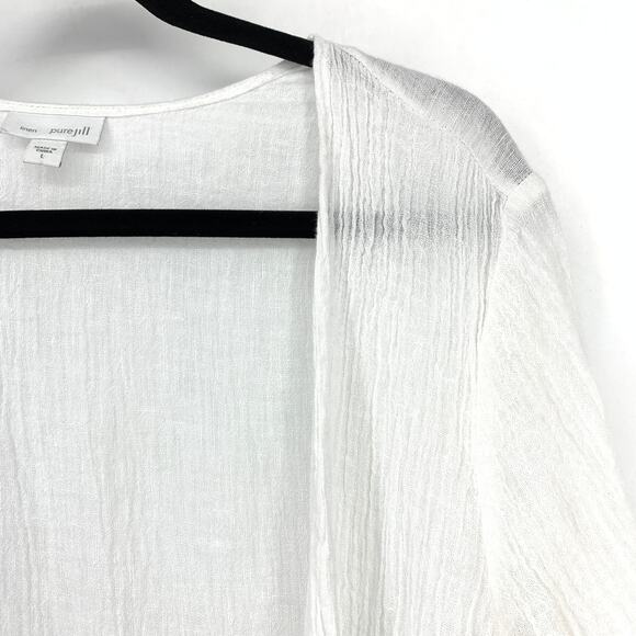 J. Jill Pure Jill Linen Open Front Cardigan Wrap Womens Size Large White - Picture 3 of 7